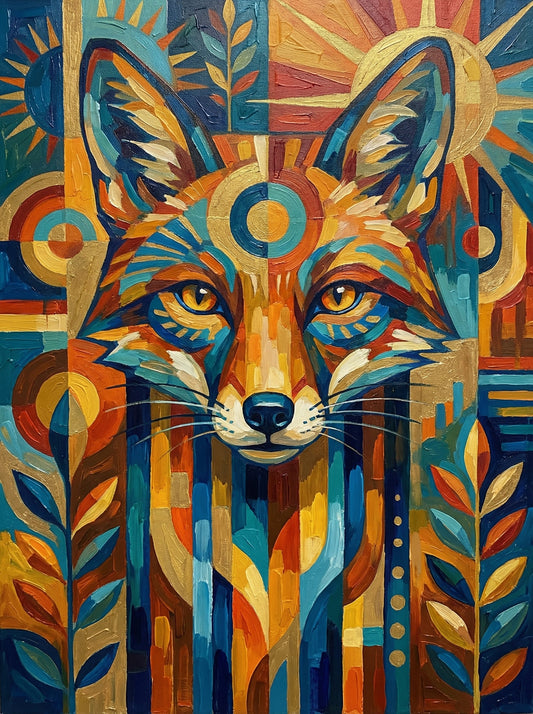 Abstract Sunburst Fox (80 Colours)