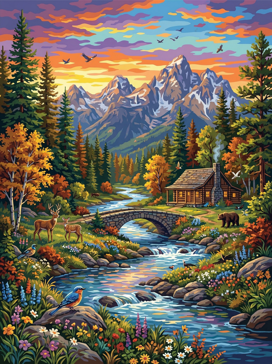 Wildlife River Cabin Escape (120 Colours)