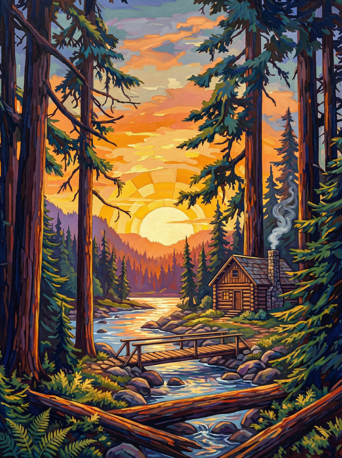 Sunset Cabin Forest Retreat (80 Colours)