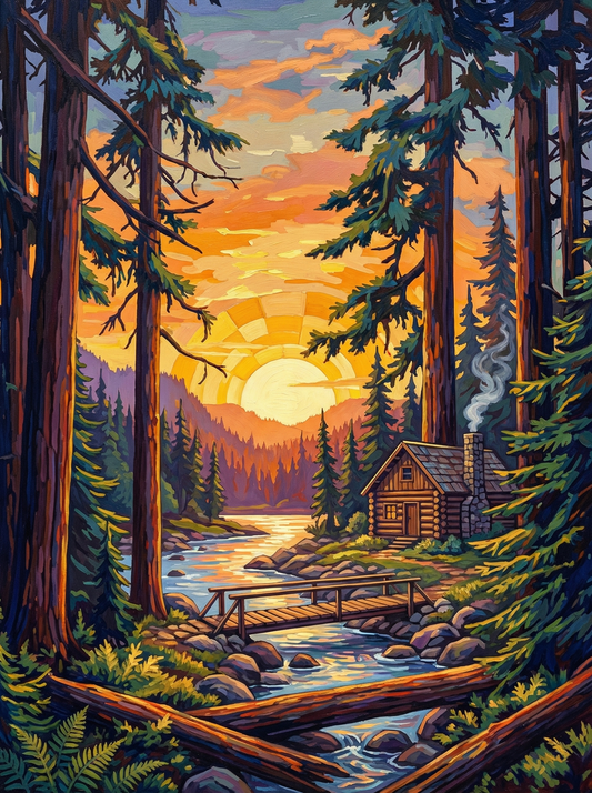 Sunset Cabin Forest Retreat (80 Colours)