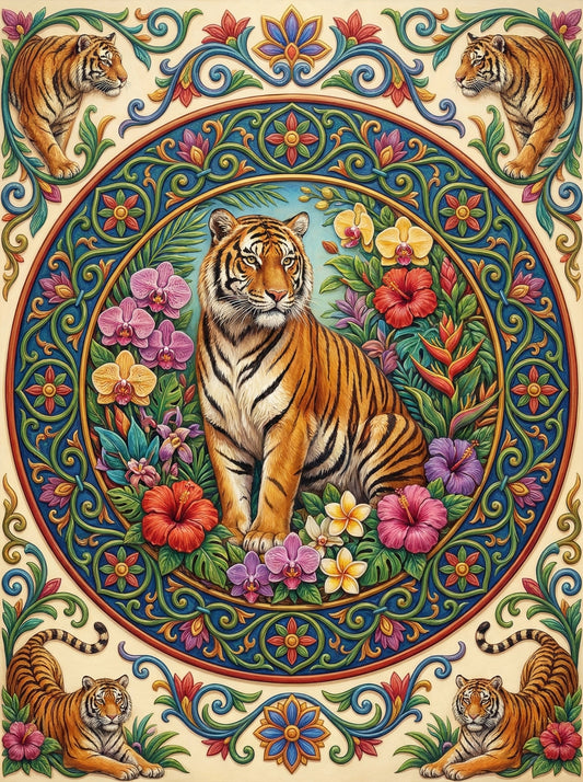 Tiger Floral Mandala (120 Colours)
