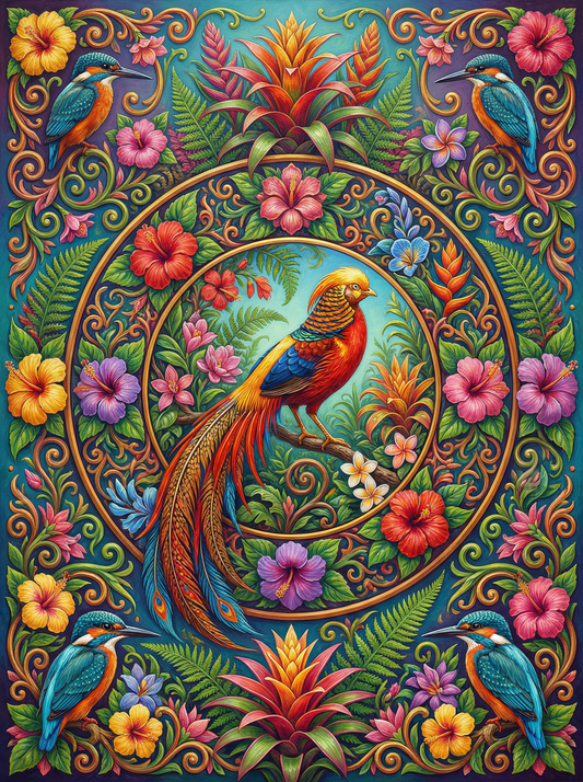 Pheasant Floral Mandala (80 Colours)