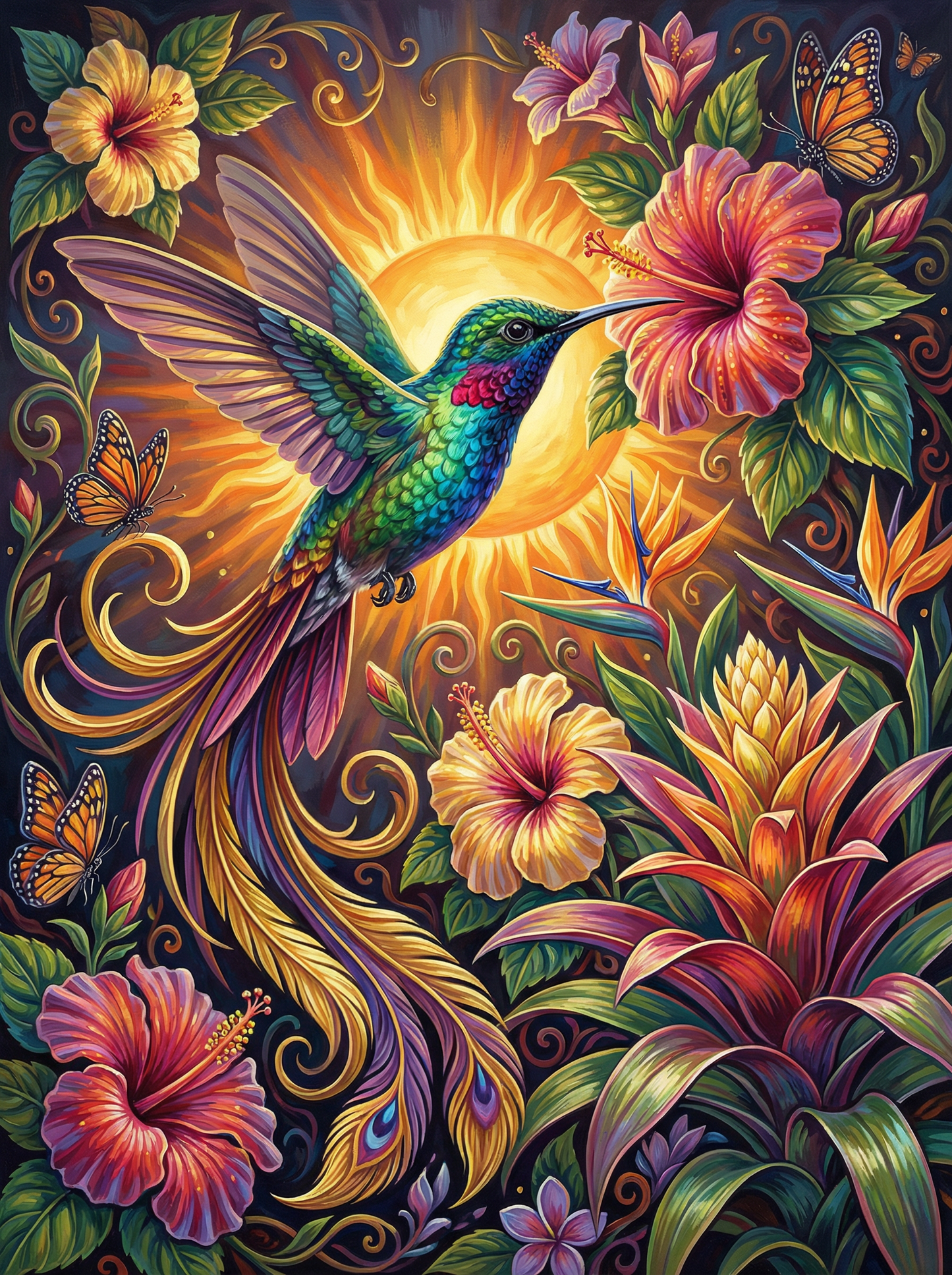 Hummingbird Sunset Garden (80 Colours)