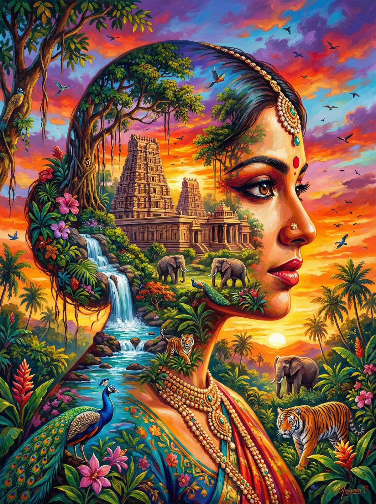 Indian Jungle Temple Portrait (120 Colours)