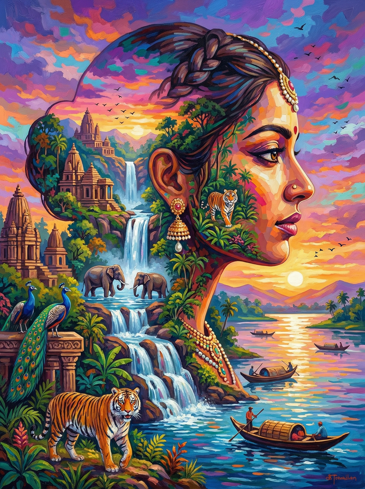 Indian Wildlife Sunset Portrait (80 Colours)