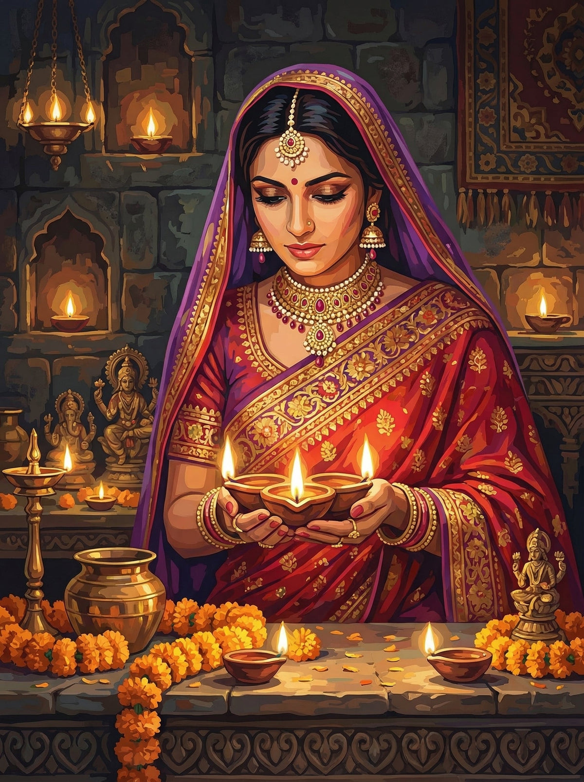 Indian Woman Diwali Candles (80 Colours)