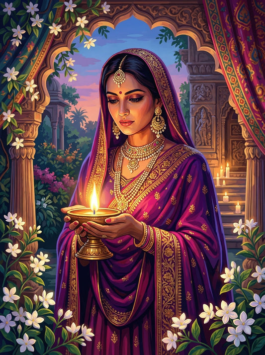 Indian Woman Diwali Lamp Palace (80 Colours)