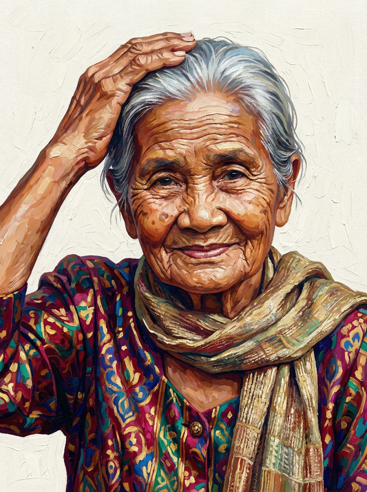 Joyful Grandmother Portrait (120 Colours)