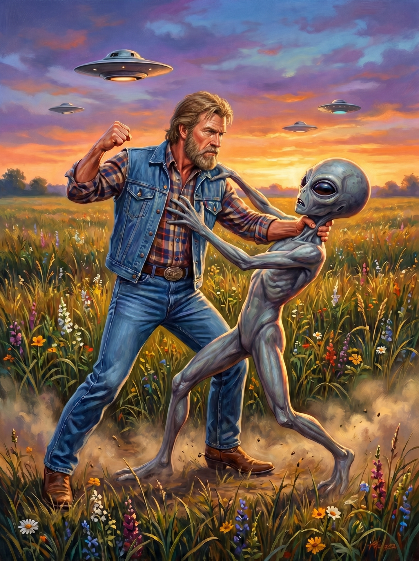 Man Grabbing Alien (120 Colours)
