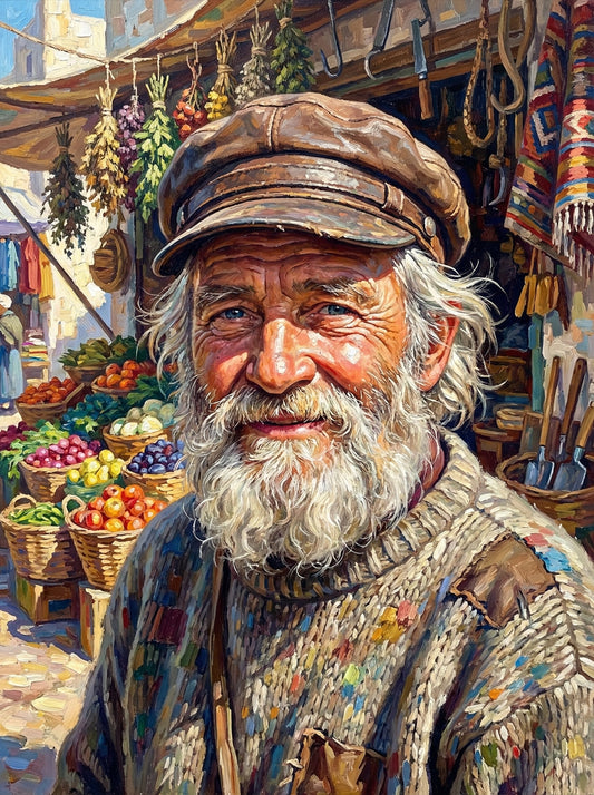 Market Vendor With Baskets (80 Colours)