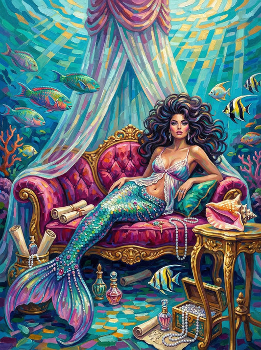 Mermaid On Luxe Throne (80 Colours)
