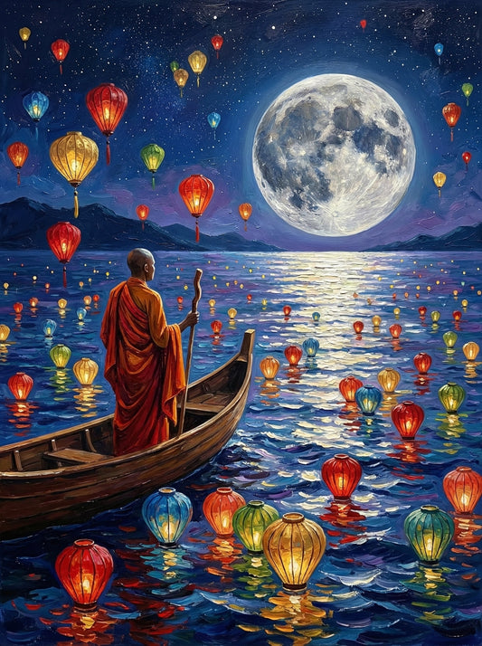 Monk And Lantern Balloon Sky (80 Colours)