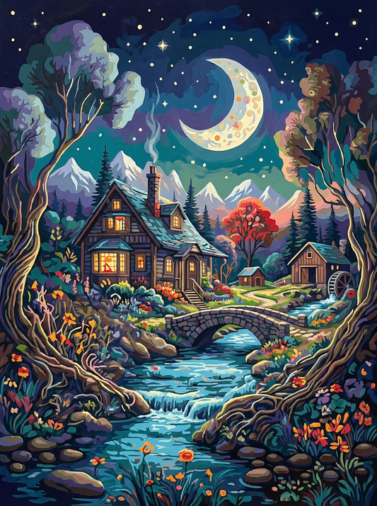 Moonlit Cottage Stream (80 Colours)