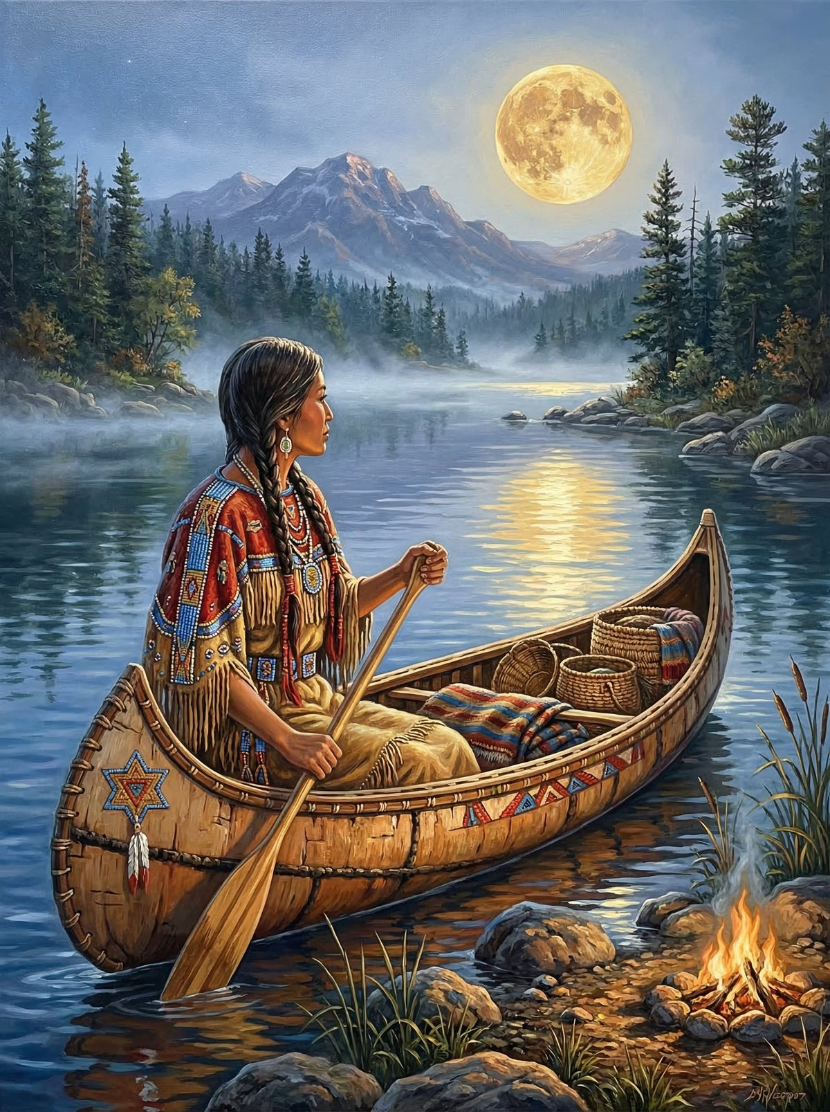 Moonlit Tribal Canoe (80 Colours)