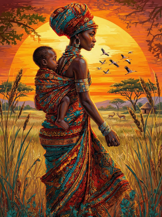 Mother And Child At Sunset (120 Colours)