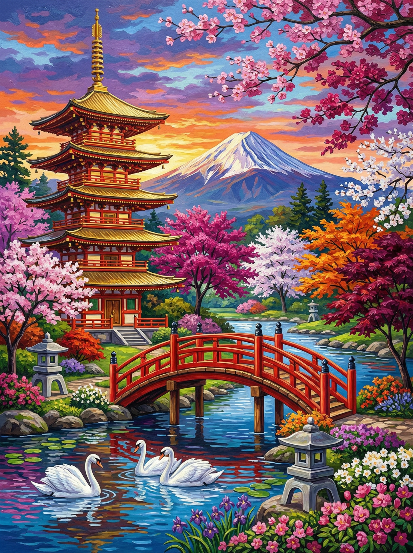 Mount Fuji Cherry Blossom Bridge (120 Colours)