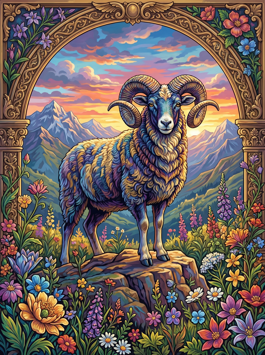 Mountain Ram Portrait (120 Colours)