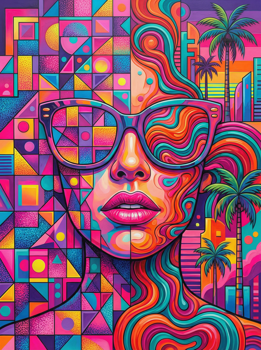 Neon Geometric Woman (120 Colours)