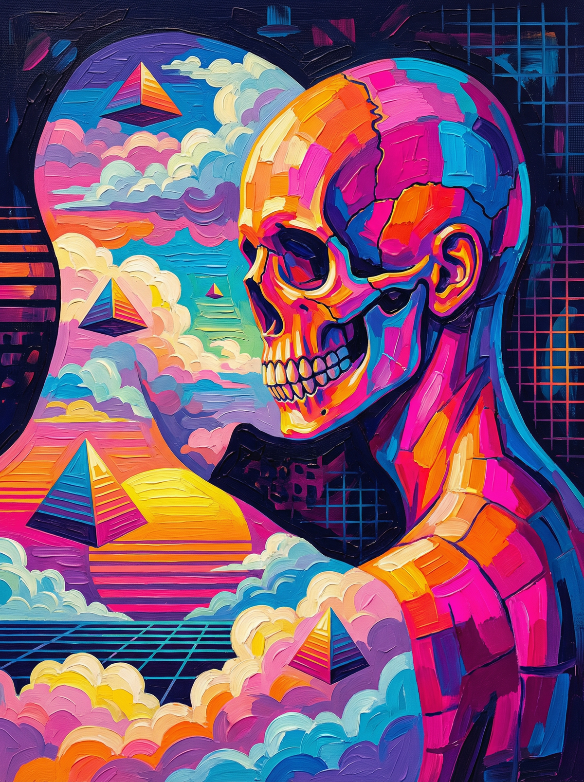 Neon Skull Surreal Landscape (120 Colours)