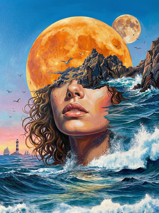 Ocean Moon Woman Portrait (120 Colours)