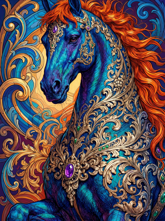Ornate Blue Horse (80 Colours)