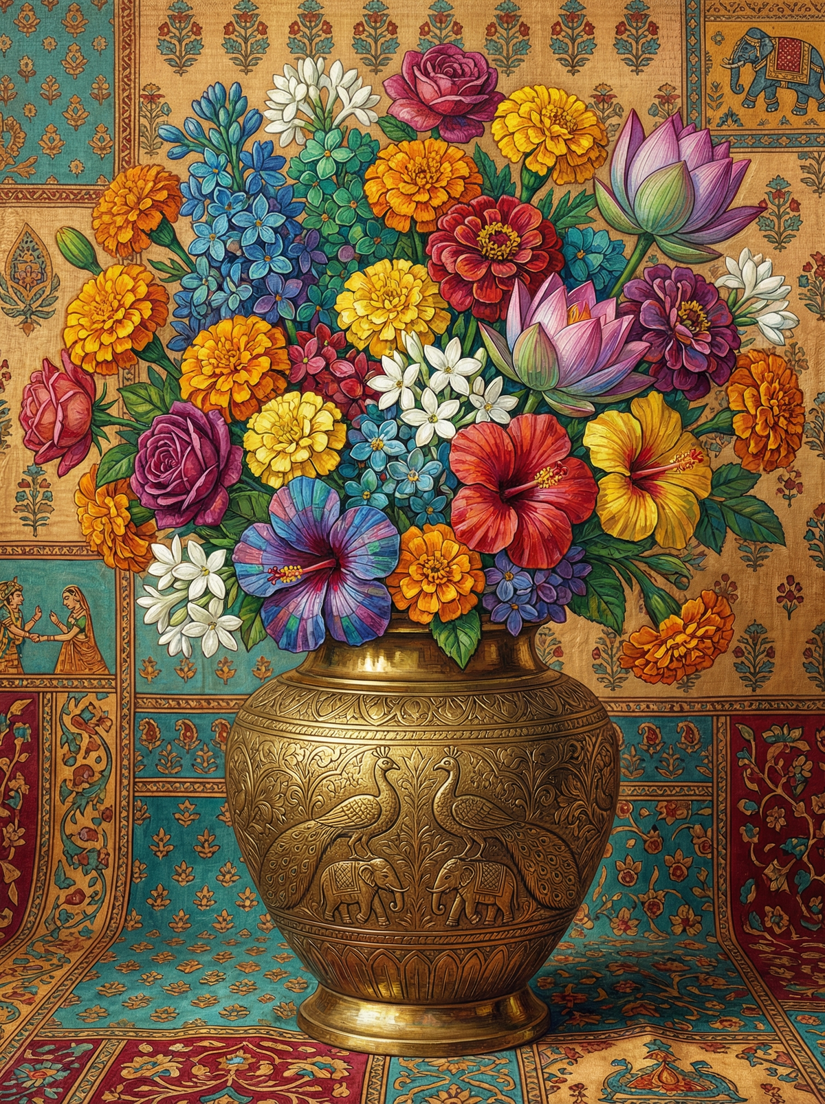 Ornate Brass Garden Bouquet (120 Colours)