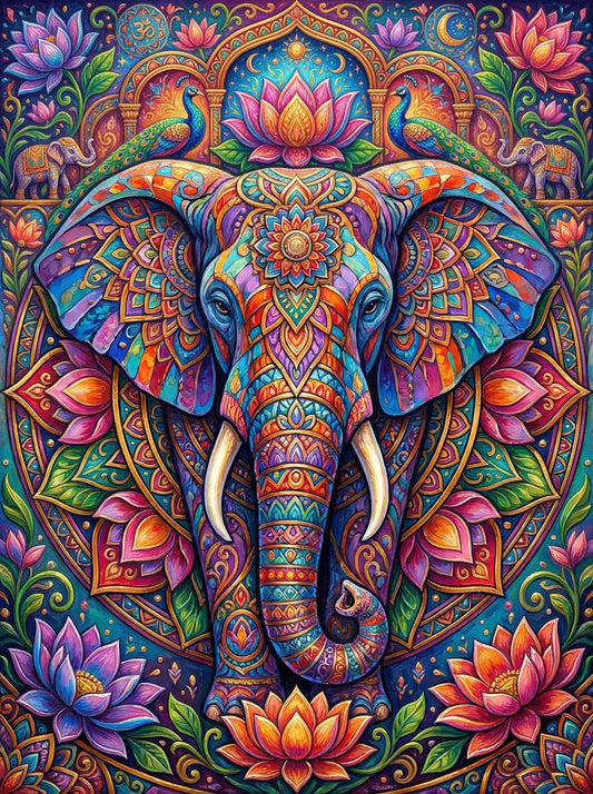 Ornate Elephant Mandala (120 Colours)