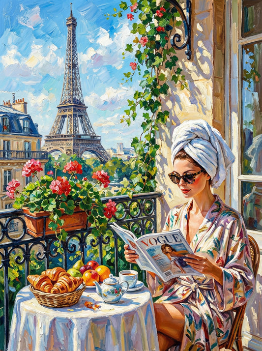 Paris Balcony Breakfast View (120 Colours)