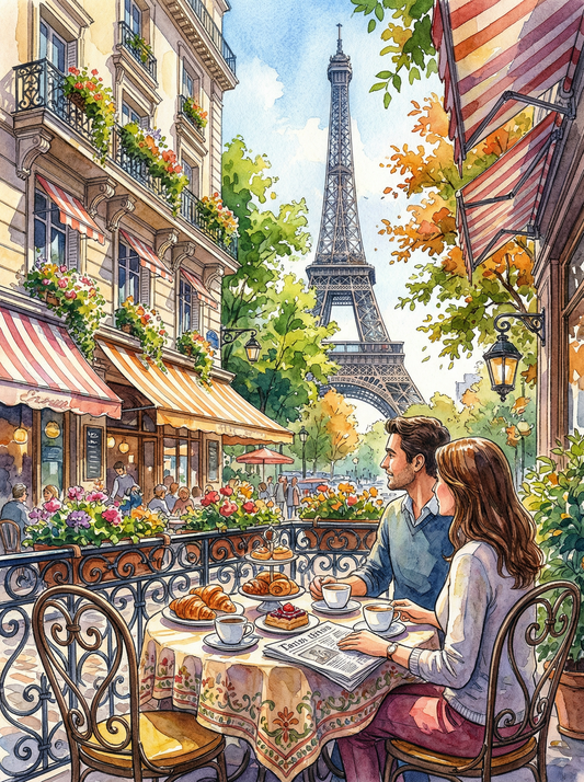 Parisian Cafe Eiffel Tower (80 Colours)