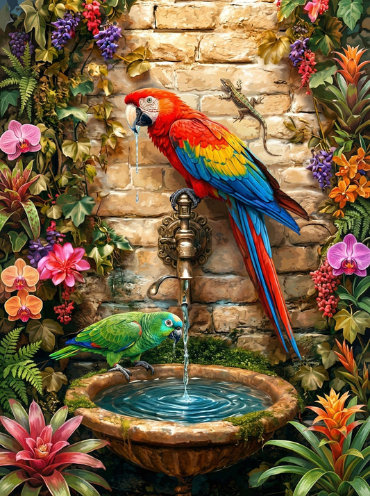 Parrot Water Fountain Garden (120 Colours)