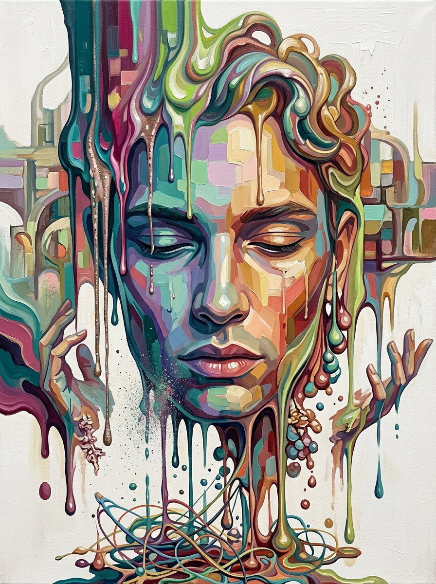Pastel Dripping Face Portrait (120 Colours)