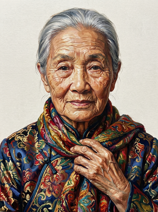 Peaceful Older Woman Smile (120 Colours)
