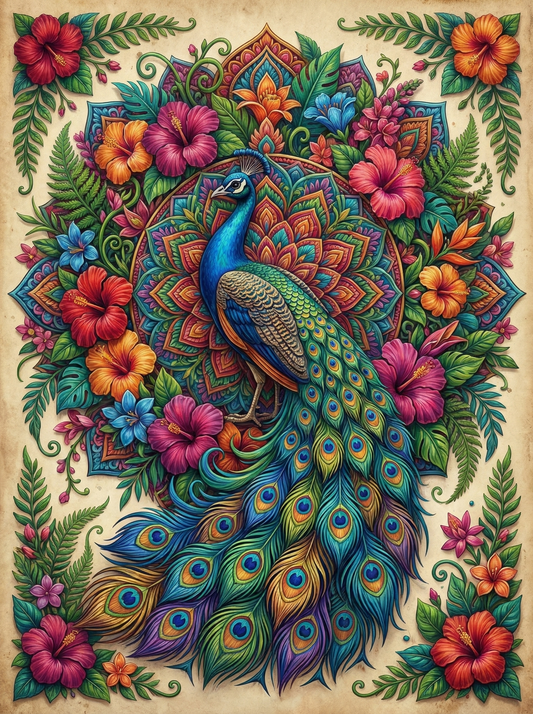 Peacock Hibiscus Mandala (120 Colours)