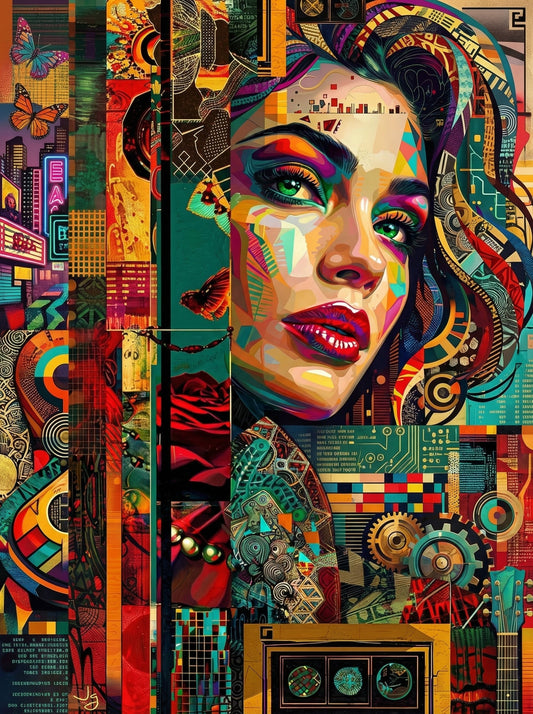 Pop Art Woman Geometric City (80 Colours)