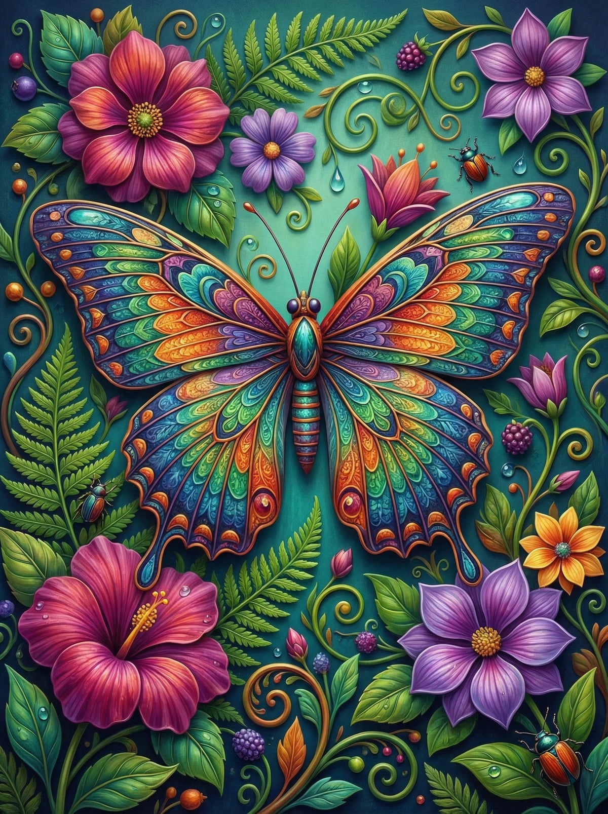 Rainbow Butterfly Floral (80 Colours)