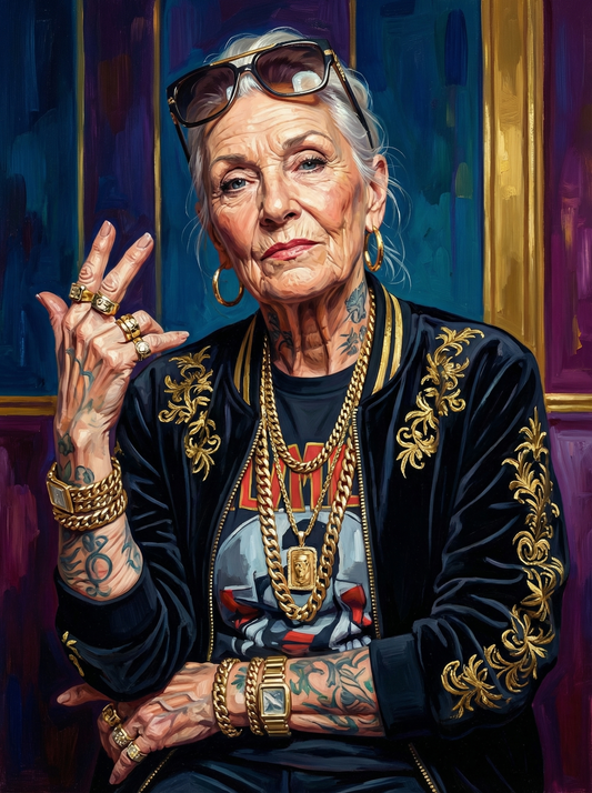 Rebellious Rocker Grandma (120 Colours)