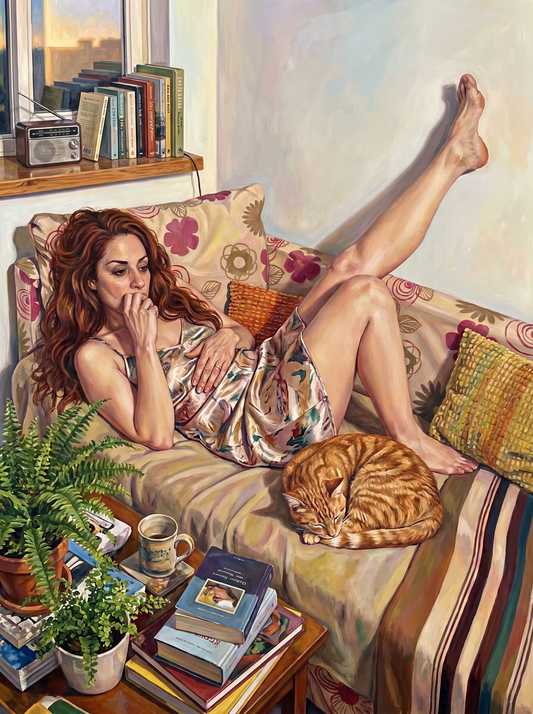 Redhead Lounging With Cat (120 Colours)