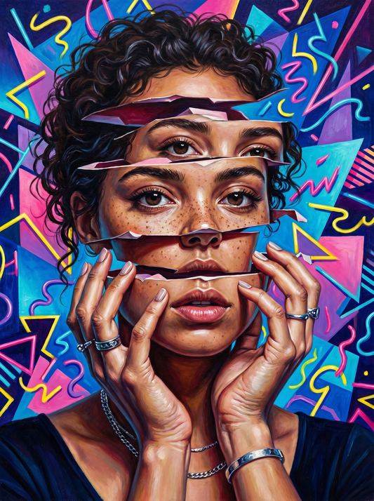 Retro Neon Woman Face (120 Colours)
