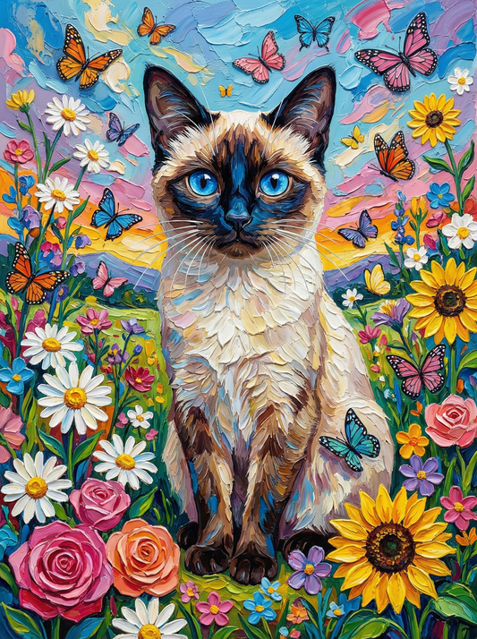 Siamese Cat Among Flowers (120 Colours)