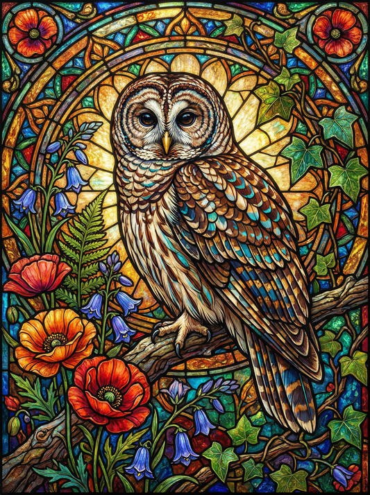 Stained Glass Barn Owl (80 Colours)