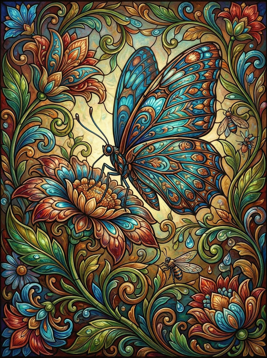 Stained Glass Butterfly Florals (80 Colours)