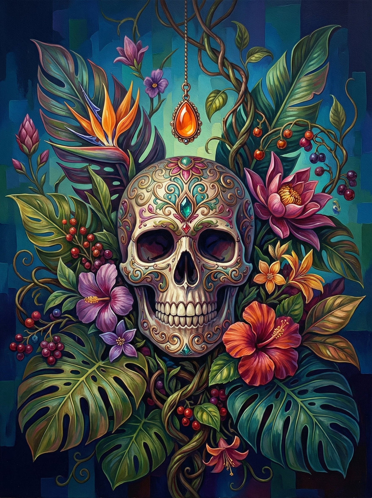 Sugar Skull Floral Art (80 Colours)