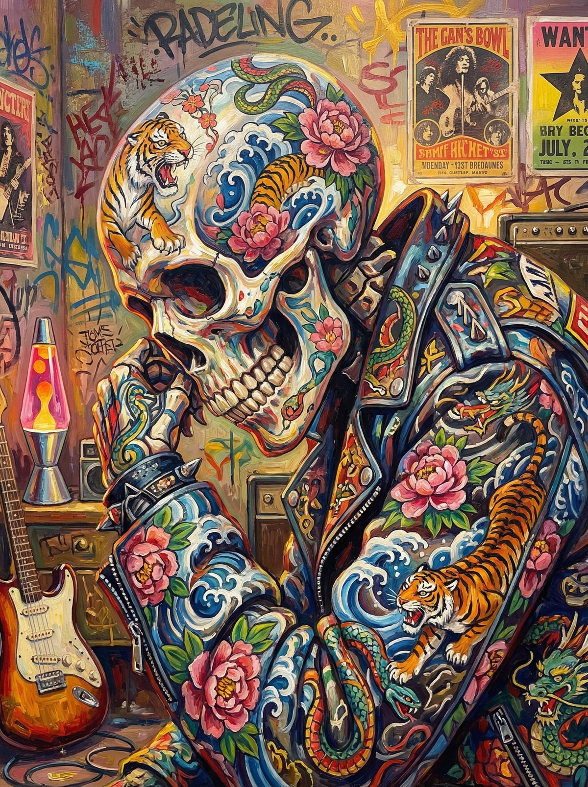 Sugar Skull Leather Jacket (120 Colours)