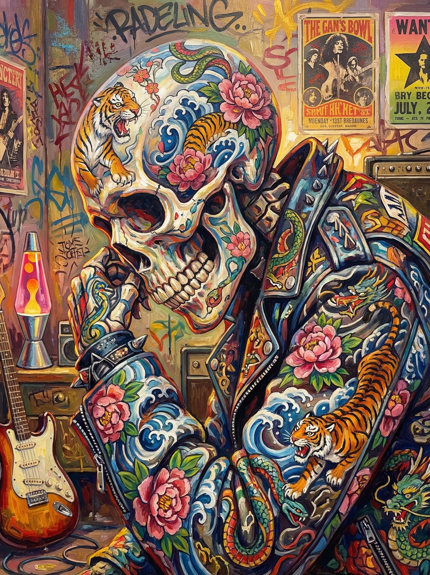 Sugar Skull Leather Jacket (80 Colours)