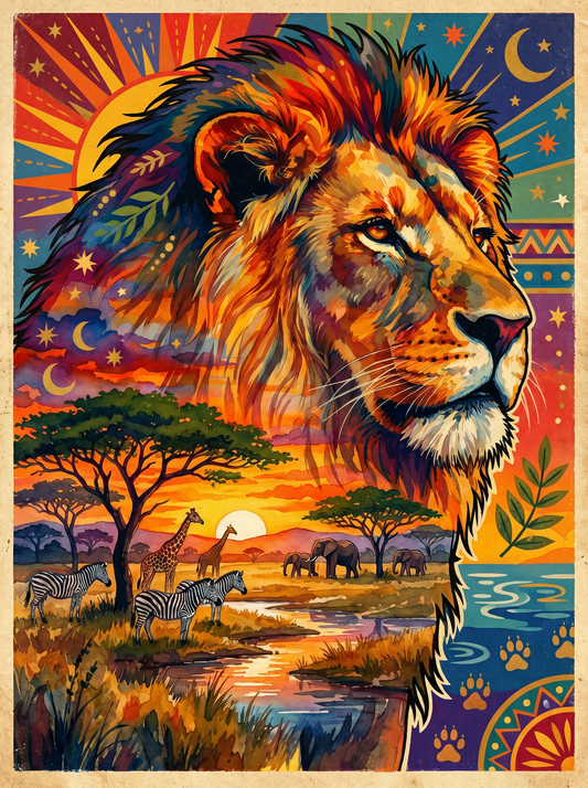 Sunset Lion Savanna (80 Colours)
