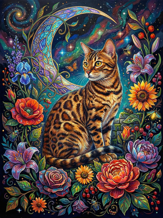 Bengal Cat Moonlit Flowers (120 Colours)