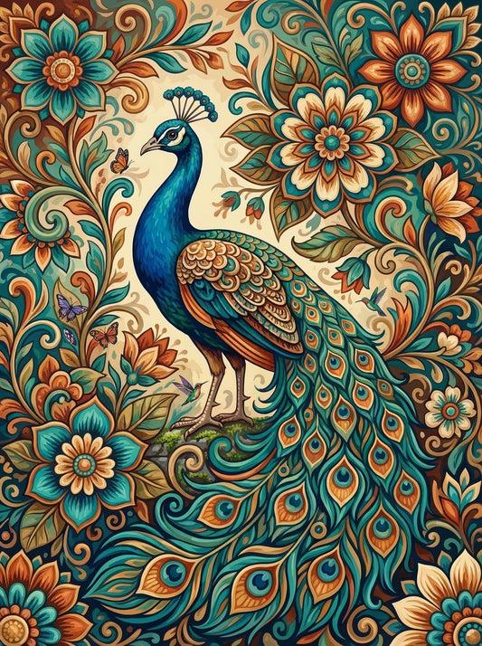 Teal Peacock Scrollwork (120 Colours)