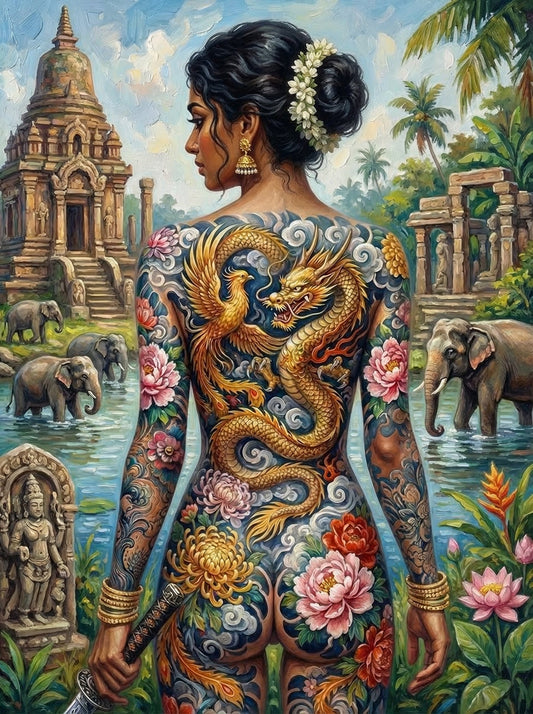 Temple Tattoo Elephant River (80 Colours)