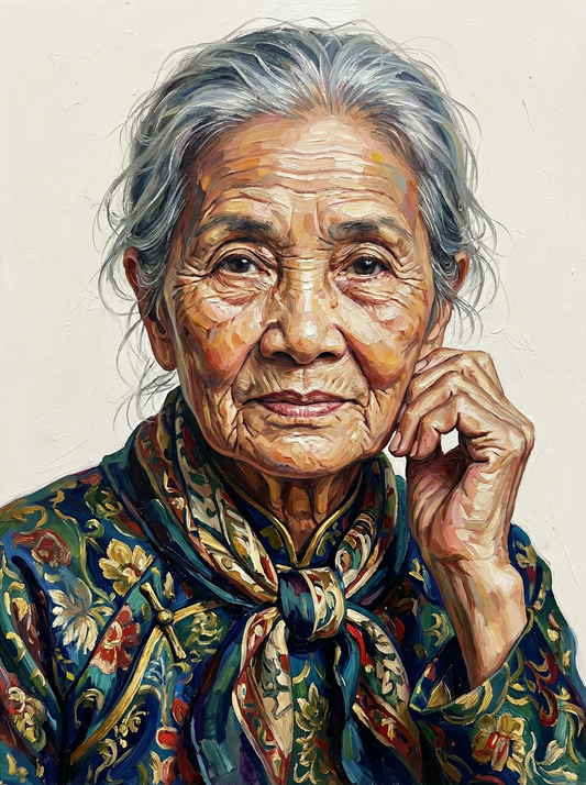 Thoughtful Senior Woman (80 Colours)