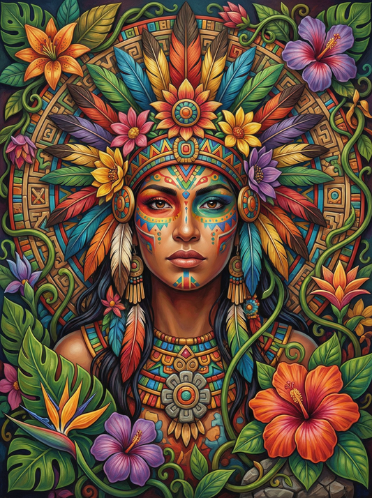 Aztec Woman Feathered Crown (120 Colours)